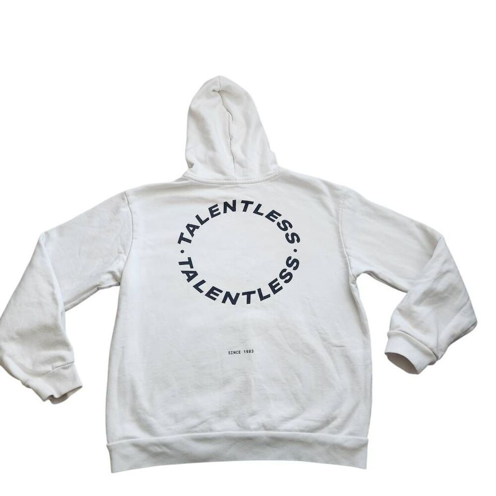 Talentless Hoodie Sweatshirt Large Heavyweight Streetwear Circle Logo White Athl